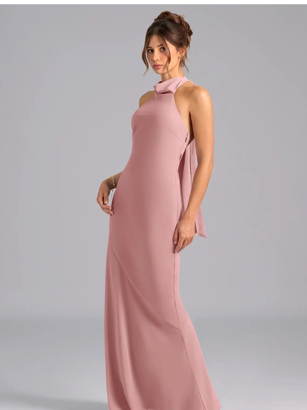Azazie Halter Maxi Dress In Dusty Rose